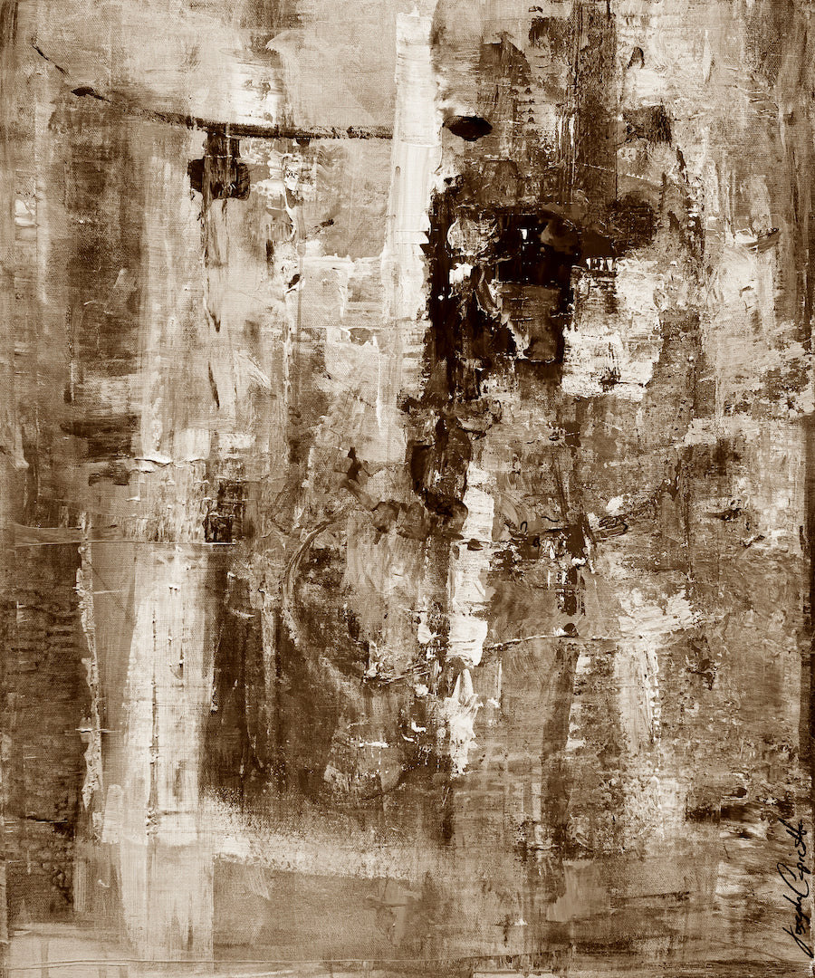 Abstract sepia-toned fine art with rich textures and layered brushstrokes showcasing gallery-level craftsmanship in a. - Monk, Bishop, Helicopter/#261/E - Abstract, Color, Prints, Sepia, Subject Matter