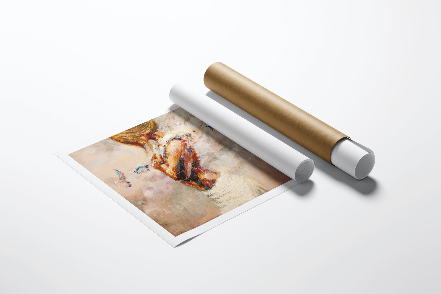 Rolled fine art canvas with rich, textured figurative artwork featuring warm tones and detailed craftsmanship, accompanied. - Into Her Soul/AP/#283 - Artist Proofs, Figurative AP, Rolled Canvas