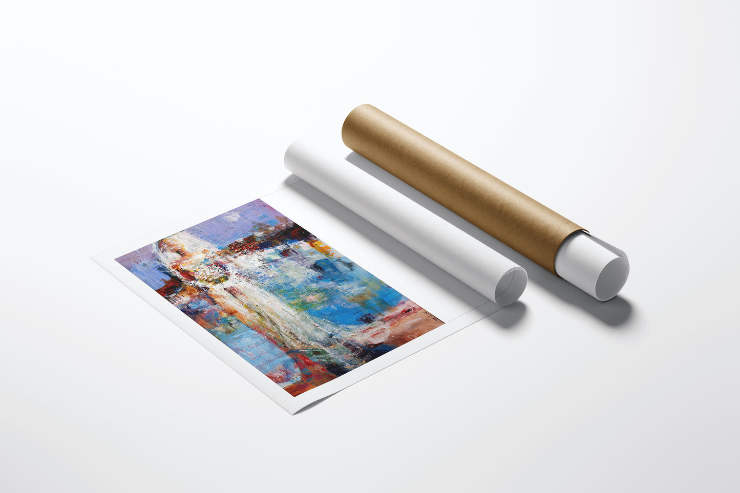 Limited edition fine art print titled The Bride/AP/#309 with rich abstract figurative design on flat paper, displayed beside . - The Bride/AP/#309 - Abstract AP, Artist Proofs, Figurative AP, Rolled Canvas