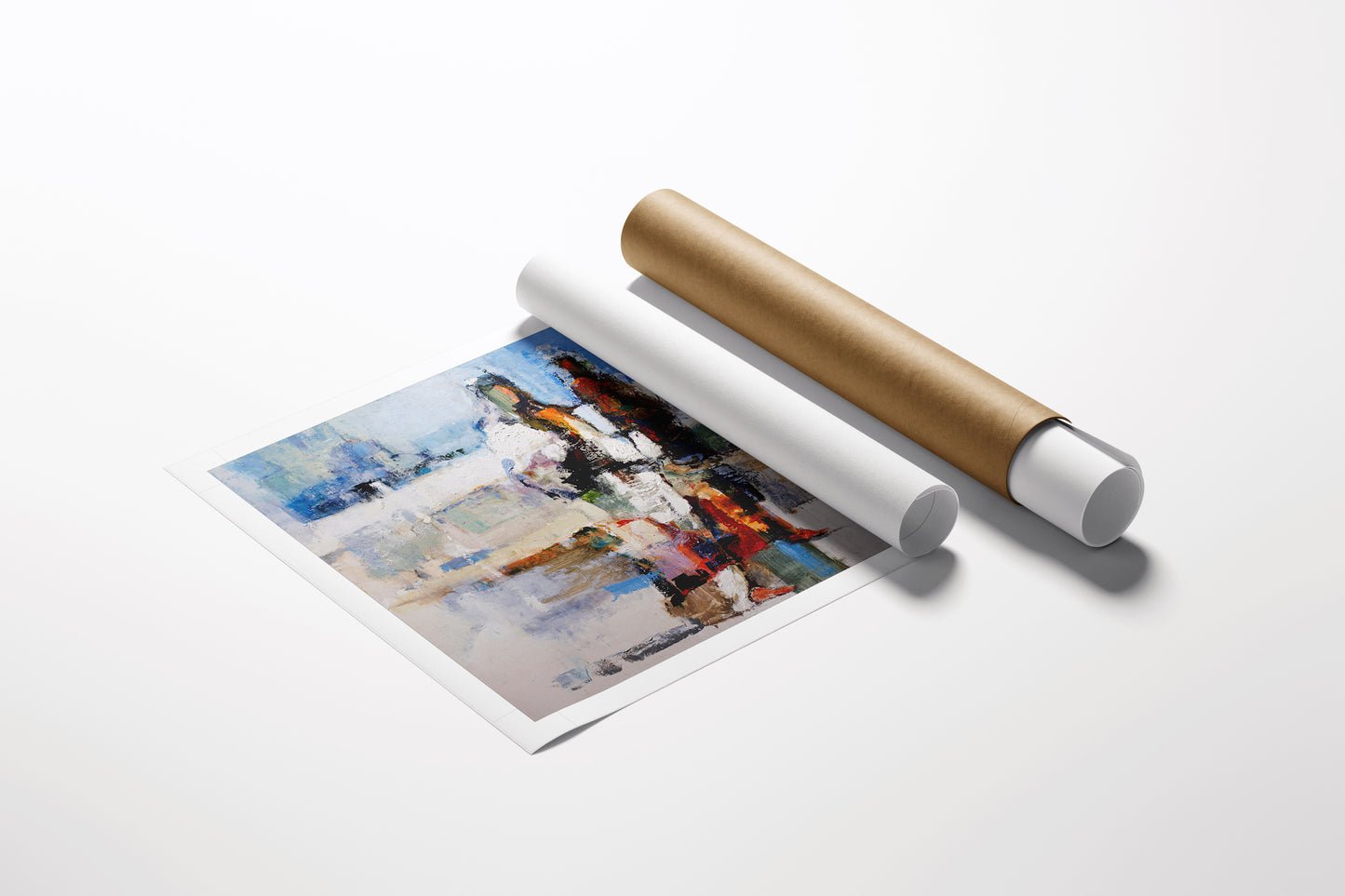 Limited edition Messiah/AP/#384 fine art rolled canvas with rich abstract brushstrokes in blues, whites, and reds showcasing . - Messiah/AP/#384 - Abstract AP, Artist Proofs, Rolled Canvas