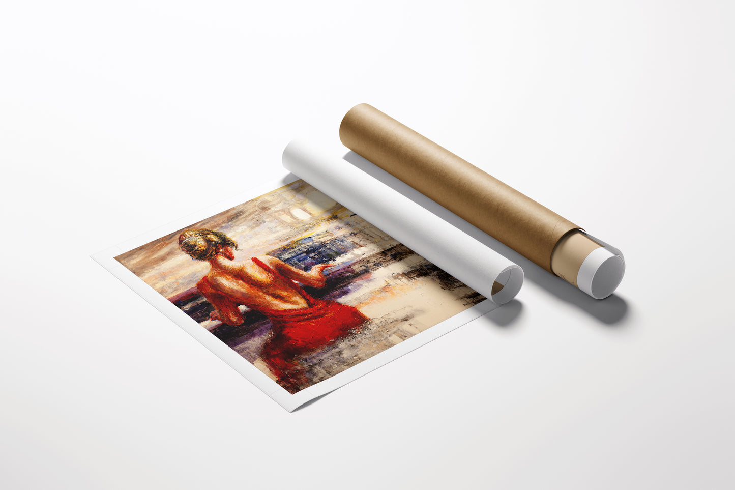 Rolled fine art canvas featuring rich, gallery-level figurative painting of woman playing piano, highlighting craftsmanship. - Piano Dreams/AP/#408 - Artist Proofs, Figurative AP, Rolled Canvas, Women & Piano AP