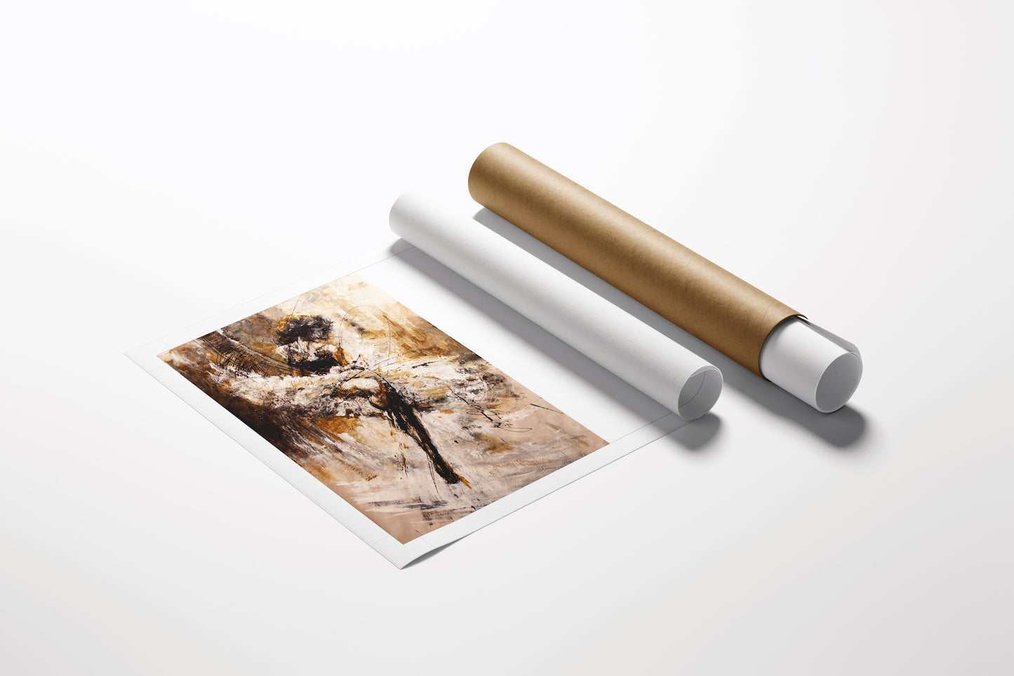 Limited edition fine art print of a dancer in dynamic pose with rich earthy tones, presented alongside gallery-level rolled. - Figure Study/AP/#453 - Artist Proofs, Dancers AP, Figurative AP, Rolled Canvas