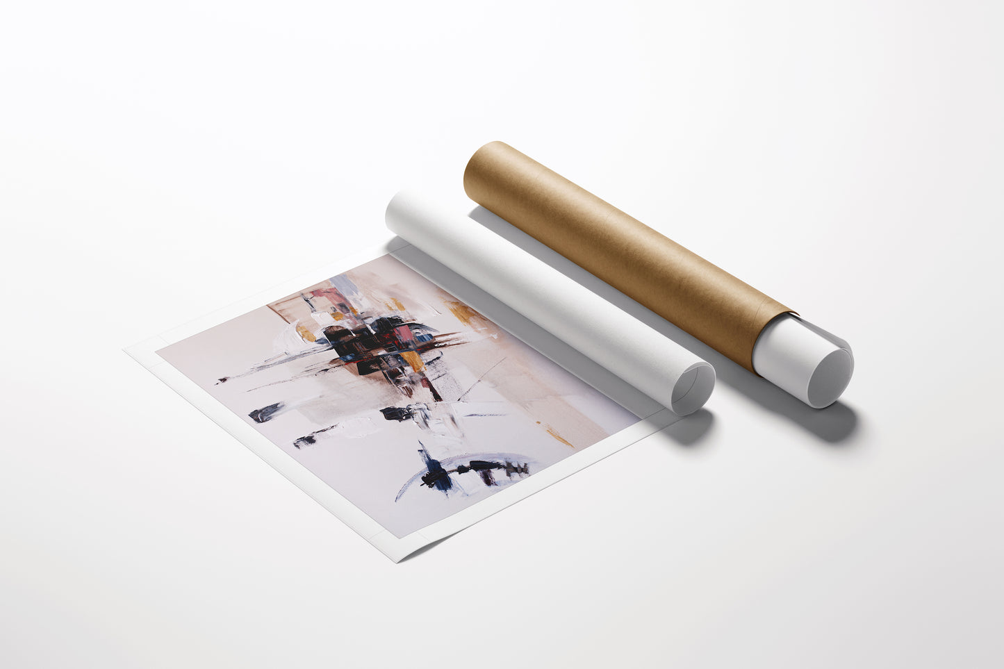 Limited edition fine art print titled Rocket/AP/#496, featuring rich abstract brushstrokes in black, white, brown, and muted . - Rocket/AP/#496 - Abstract AP, Artist Proofs, Rolled Canvas