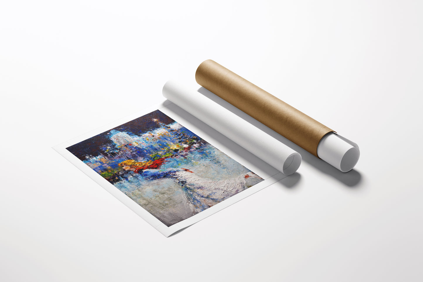 Rolled canvas fine art print titled Evening Skate/AP/#515 with rich cityscape and figurative details, showcasing. - Evening Skate/AP/#515 - Artist Proofs, Cityscape AP, Figurative AP, Rolled Canvas