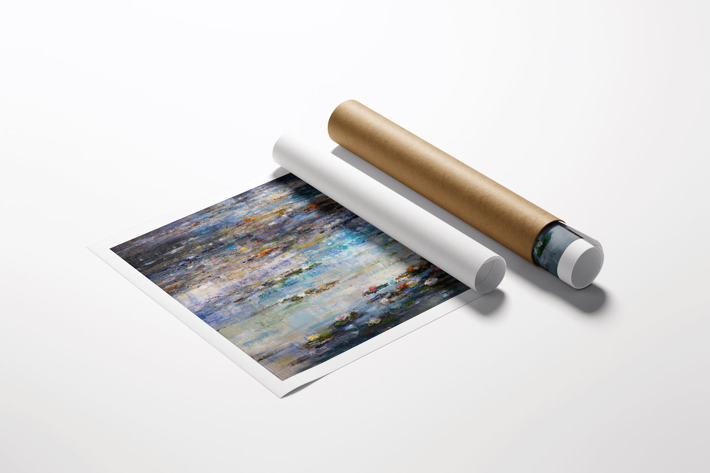 Limited fine art rolled canvas print featuring a rich, textured water scene landscape with quality craftsmanship, displayed. - Pondering 3/AP/#532 - Artist Proofs, Landscape AP, Rolled Canvas, Water Scenes AP