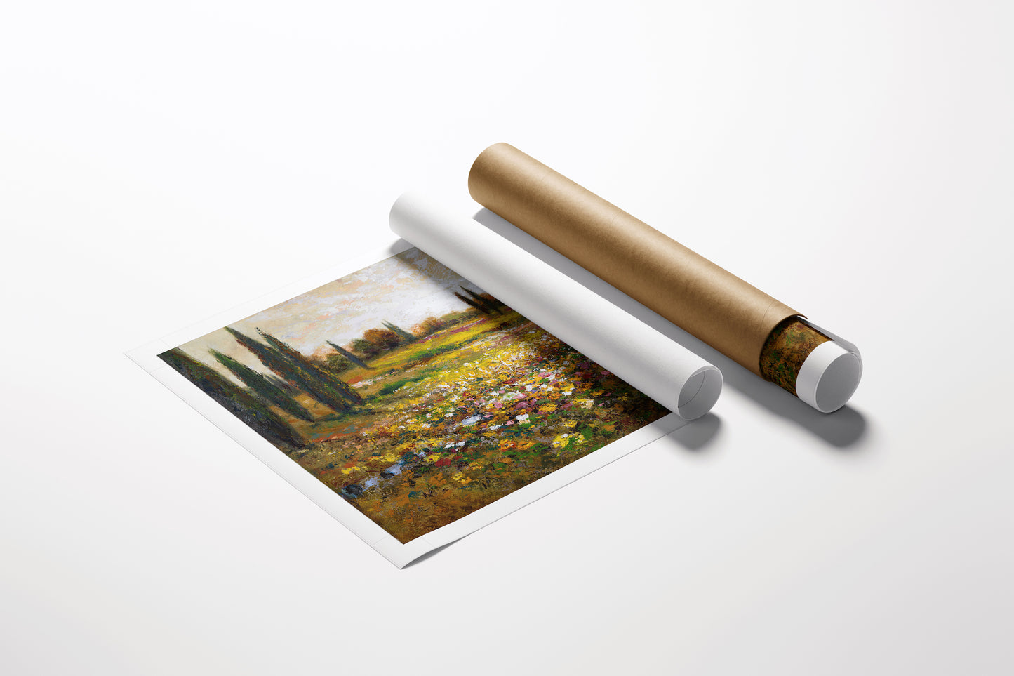 Rolled fine art canvas print of Tuscan meadow landscape with rich autumn colors, showcasing gallery-level craftsmanship and. - Tuscan Meadow/AP/#536 - Artist Proofs, Landscape AP, Rolled Canvas