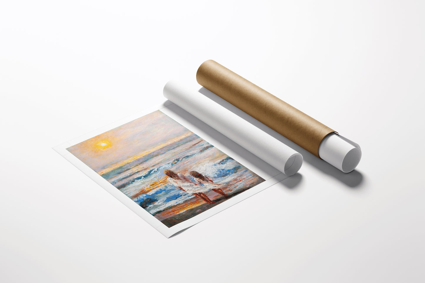 Limited edition fine art print titled Nature's Beauty/AP/#544 featuring a rich, gallery-level seascape with two figures on a . - Nature's Beauty/AP/#544 - Artist Proofs, Figurative AP, Landscape AP, Rolled Canvas, Water Scenes AP