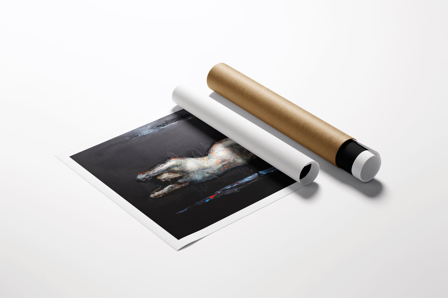 Rolled fine art canvas print titled Atomic Energy/AP/#563 on white surface, showcasing rich colors and gallery-level. - Atomic Energy/AP/#563 - Artist Proofs, Figurative AP, Rolled Canvas