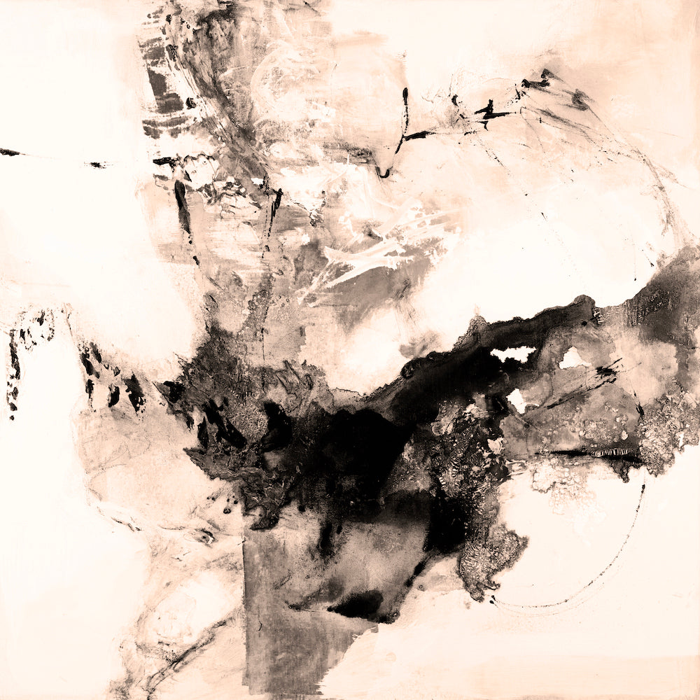 Rich sepia-toned abstract fine art with dynamic brushstrokes and fluid shapes on canvas, gallery-level craftsmanship evident . - Inner Energy 2/#613/E - Abstract, Color, Prints, Sepia, Subject Matter