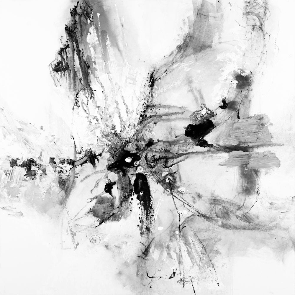 Limited fine art abstract print in black and white with rich, dynamic brushstrokes and intricate, gallery-level. - Inner Energy 4/#615/D - Abstract, Black & White, Color, Prints, Subject Matter