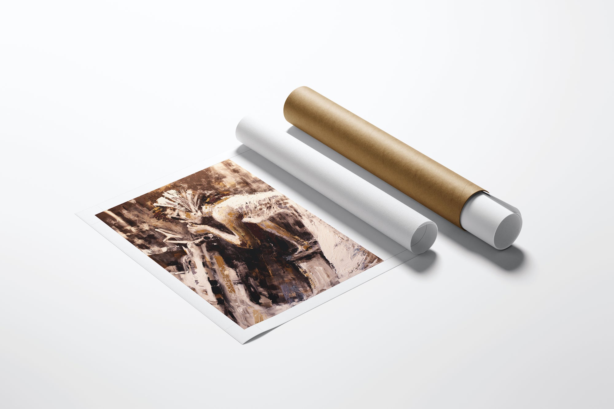 Limited edition fine art print titled Lipstick/AP/#111, featuring rich, detailed figurative brushstrokes in warm brown. - Lipstick/AP/#111 - Artist Proofs, Figurative AP, Rolled Canvas