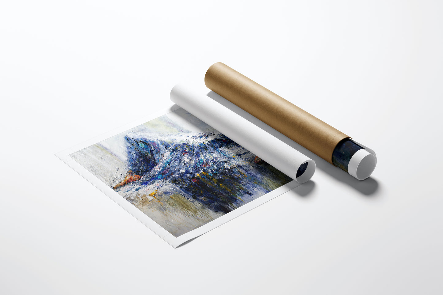 Rolled fine art canvas titled Sunday Siesta/AP/#143 with rich blue and gold figurative design, showcasing gallery-level. - Sunday Siesta/AP/#143 - Artist Proofs, Figurative AP, Rolled Canvas