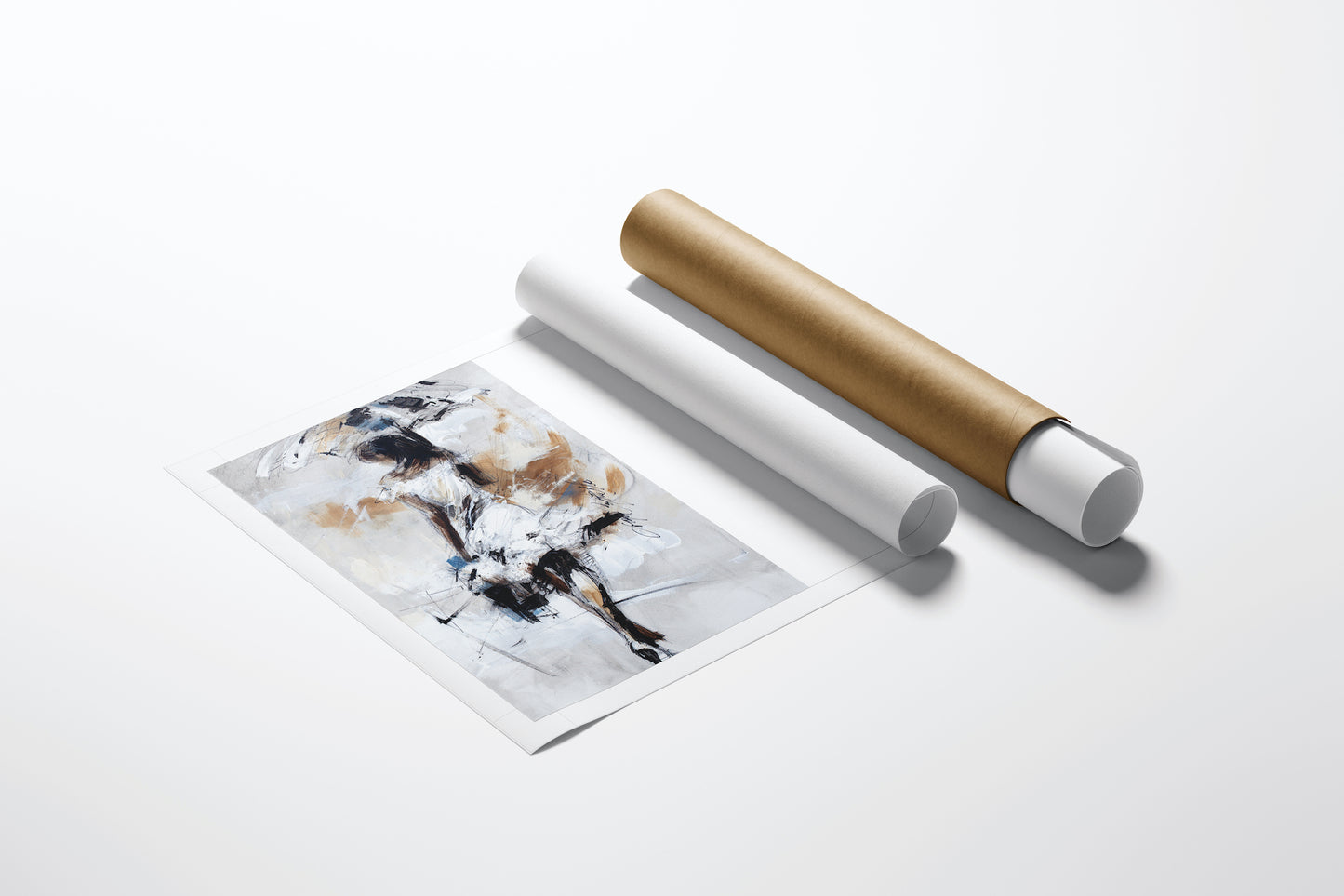 Rolled limited edition fine art print on paper featuring abstract figurative design with rich browns, black, and white,. - Let it Rain 2/AP/#153 - Artist Proofs, Figurative AP, Rolled Canvas