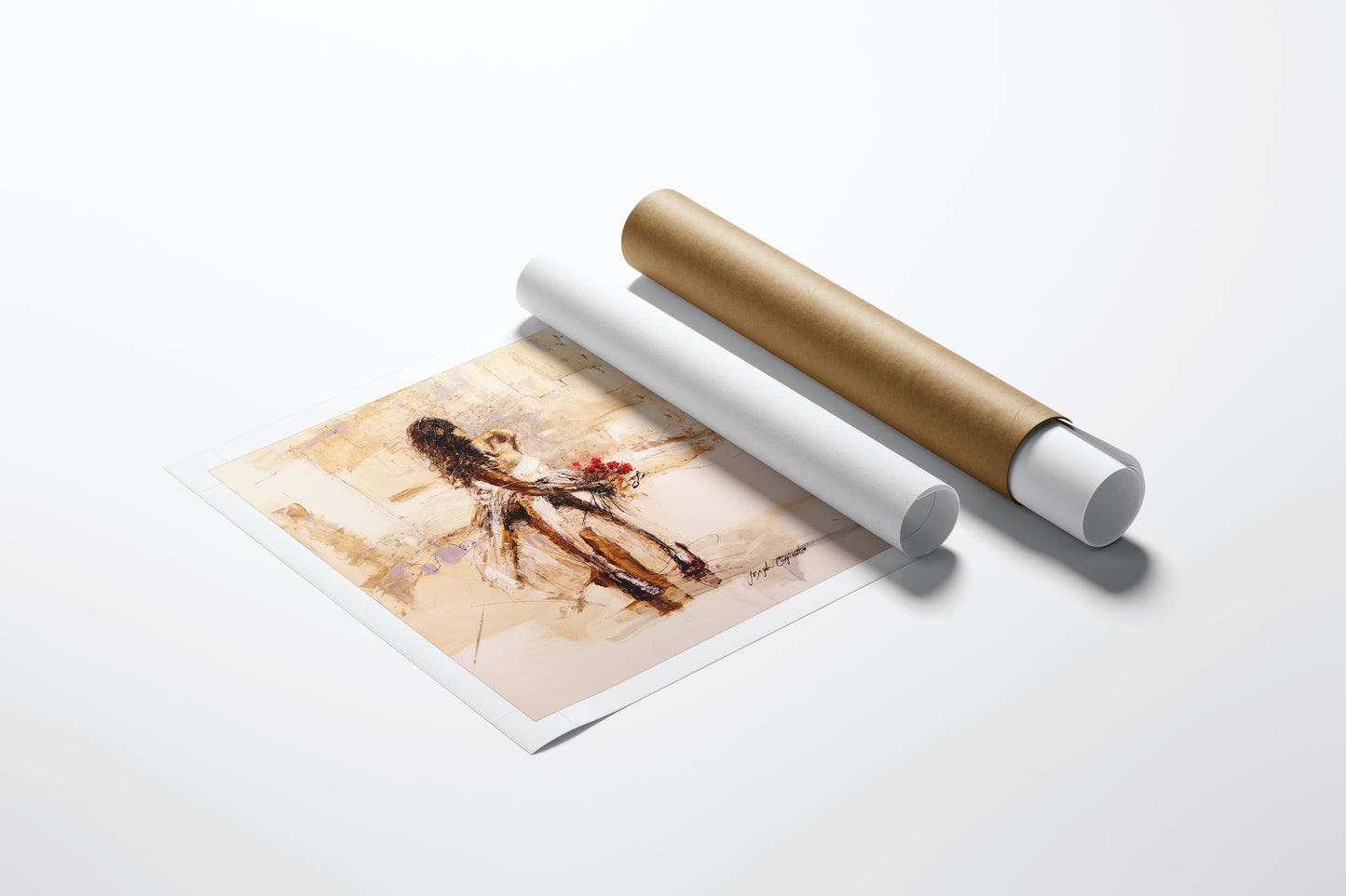 Rolled limited edition fine art print on paper featuring a rich, expressive figurative design with warm earth tones and. - Happy Birthday Baby Girl/AP/#178 - Artist Proofs, Figurative AP, Rolled Canvas