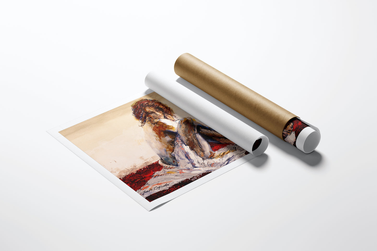 Rolled canvas fine art print titled Becoming One/AP/#182 showing rich, gallery-level figurative painting with warm earthy. - Becoming One/AP/#182 - Artist Proofs, Figurative AP, Rolled Canvas