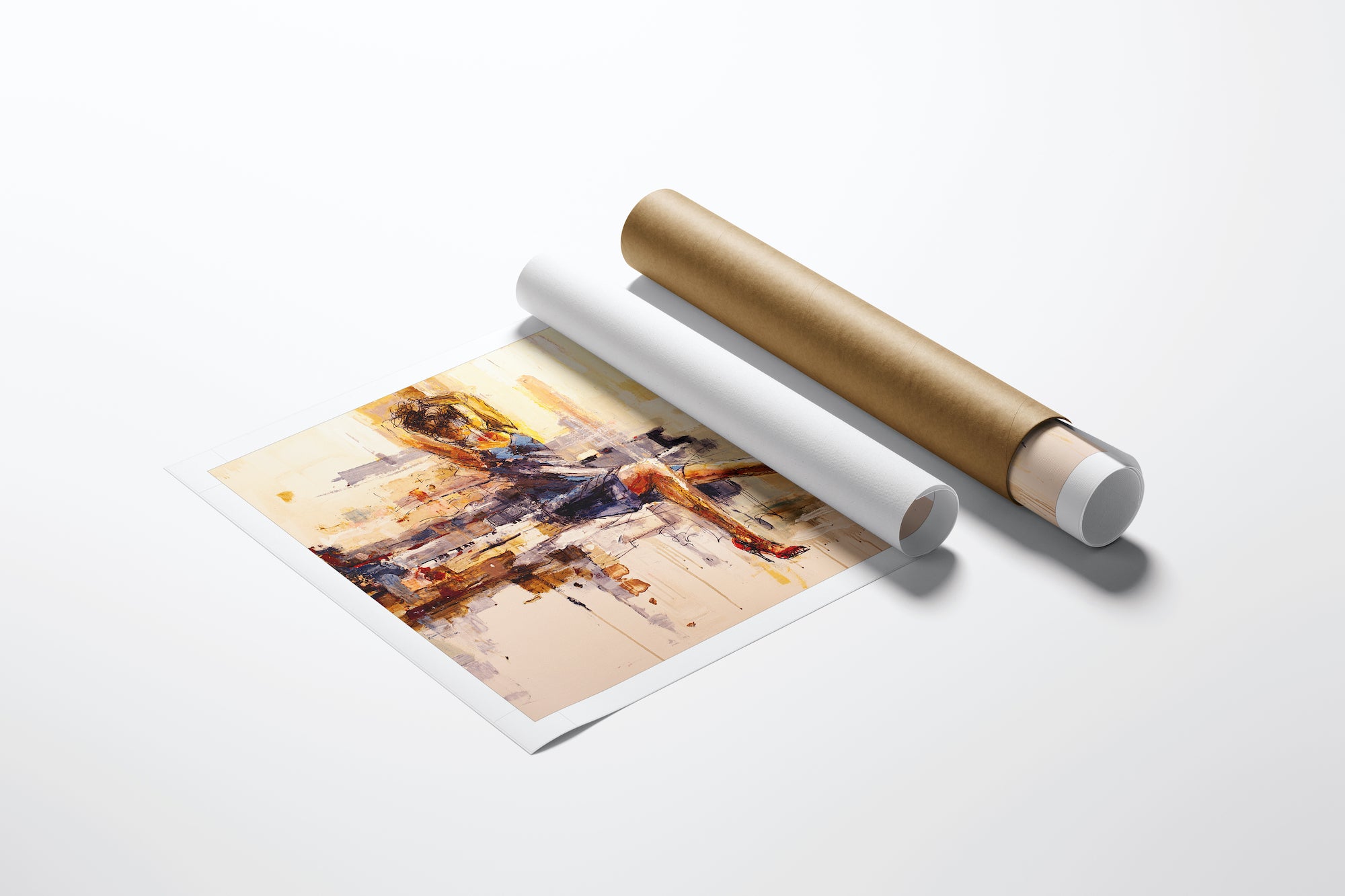 Limited edition fine art print alongside two rolled canvases, showcasing rich colors and gallery-level craftsmanship on. - Facing the Music/AP/#200 - Artist Proofs, Figurative AP, Rolled Canvas