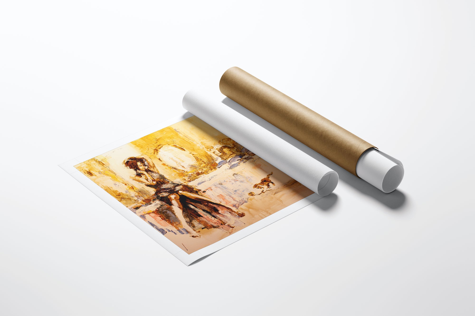 Limited edition fine art figurative print on rolled canvas 40x40 with rich warm tones and detailed craftsmanship. - Playday/AP/#206 - Artist Proofs, Figurative AP, Rolled Canvas