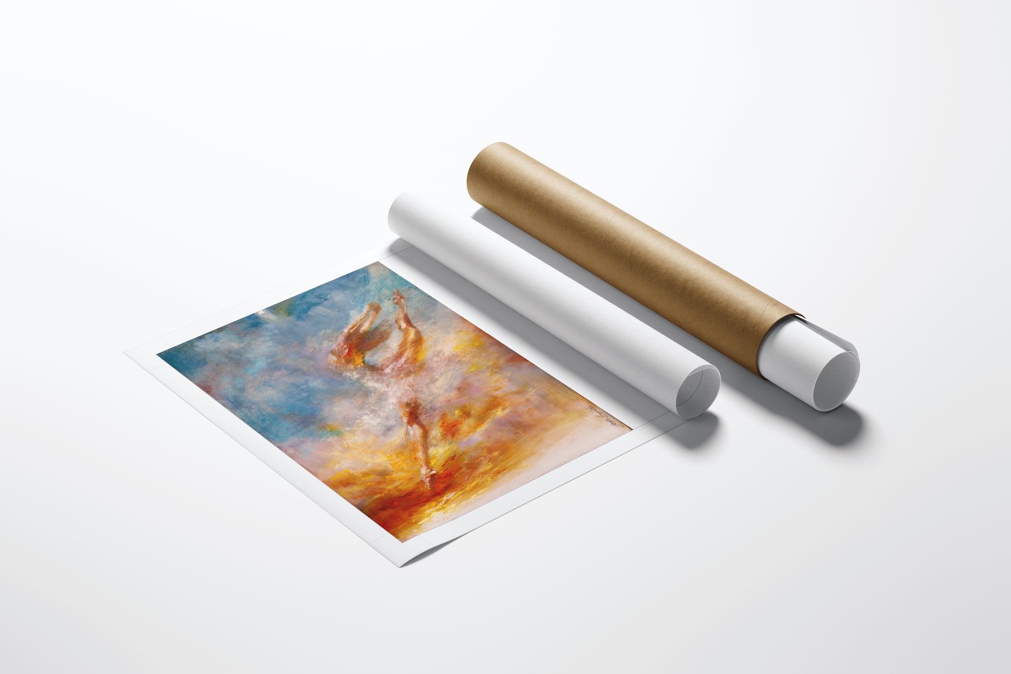 Rolled fine art canvas print with rich, warm-toned figurative scene, showcasing gallery-level craftsmanship and limited. - Light Up the Sky/AP/#247 - Artist Proofs, Figurative AP, Rolled Canvas