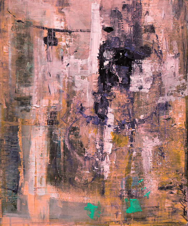 Abstract fine art canvas with rich oranges and muted tones, showcasing textured brushstrokes and expert craftsmanship for. - Monk, Bishop, Helicopter/#261/C - Abstract, Color, Oranges, Prints, Subject Matter