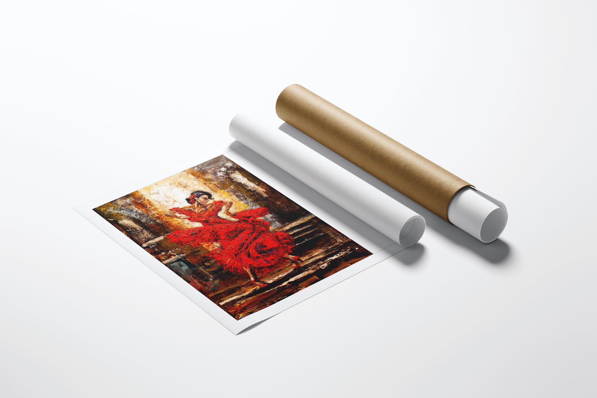 Limited edition fine art print titled Spanish Steps/AP/#265 featuring rich, warm tones and a dynamic figurative scene of. - Spanish Steps/AP/#265 - Artist Proofs, Dancers AP, Figurative AP, Rolled Canvas