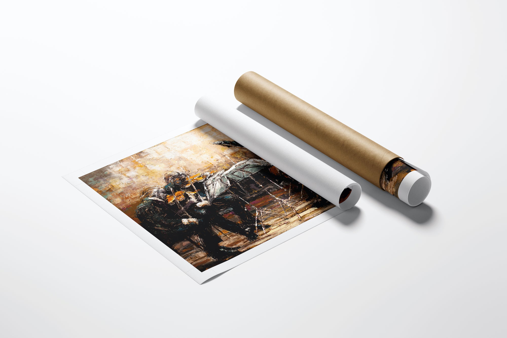 Rolled fine art canvas with rich, gallery-level figurative artwork showing a man in dark tones, highlighting craftsmanship. - Mad Men/AP/#266 - Artist Proofs, Figurative AP, Rolled Canvas