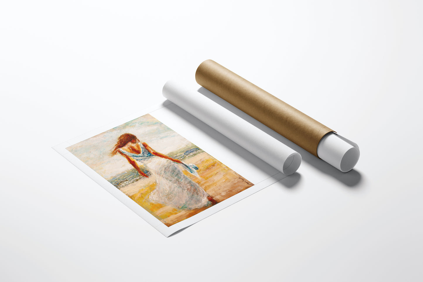 Limited edition fine art print titled Seabreeze/AP/#279, featuring a richly detailed figurative scene of a woman in a. - Seabreeze/AP/#279 - Artist Proofs, Figurative AP, Rolled Canvas