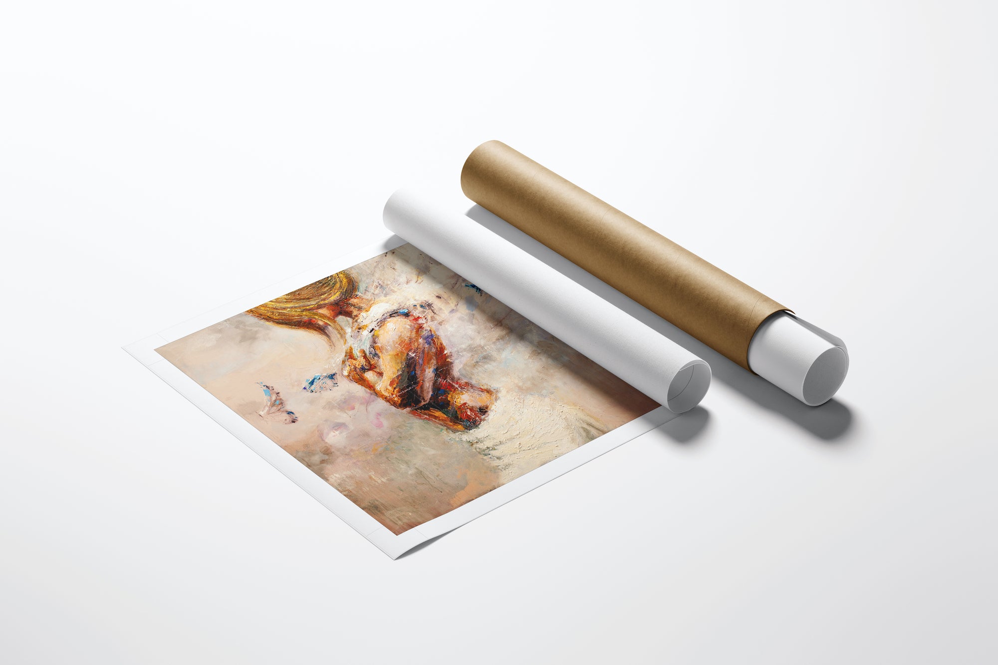 Rolled fine art canvas with rich, textured figurative artwork featuring warm tones and detailed craftsmanship, accompanied. - Into Her Soul/AP/#283 - Artist Proofs, Figurative AP, Rolled Canvas