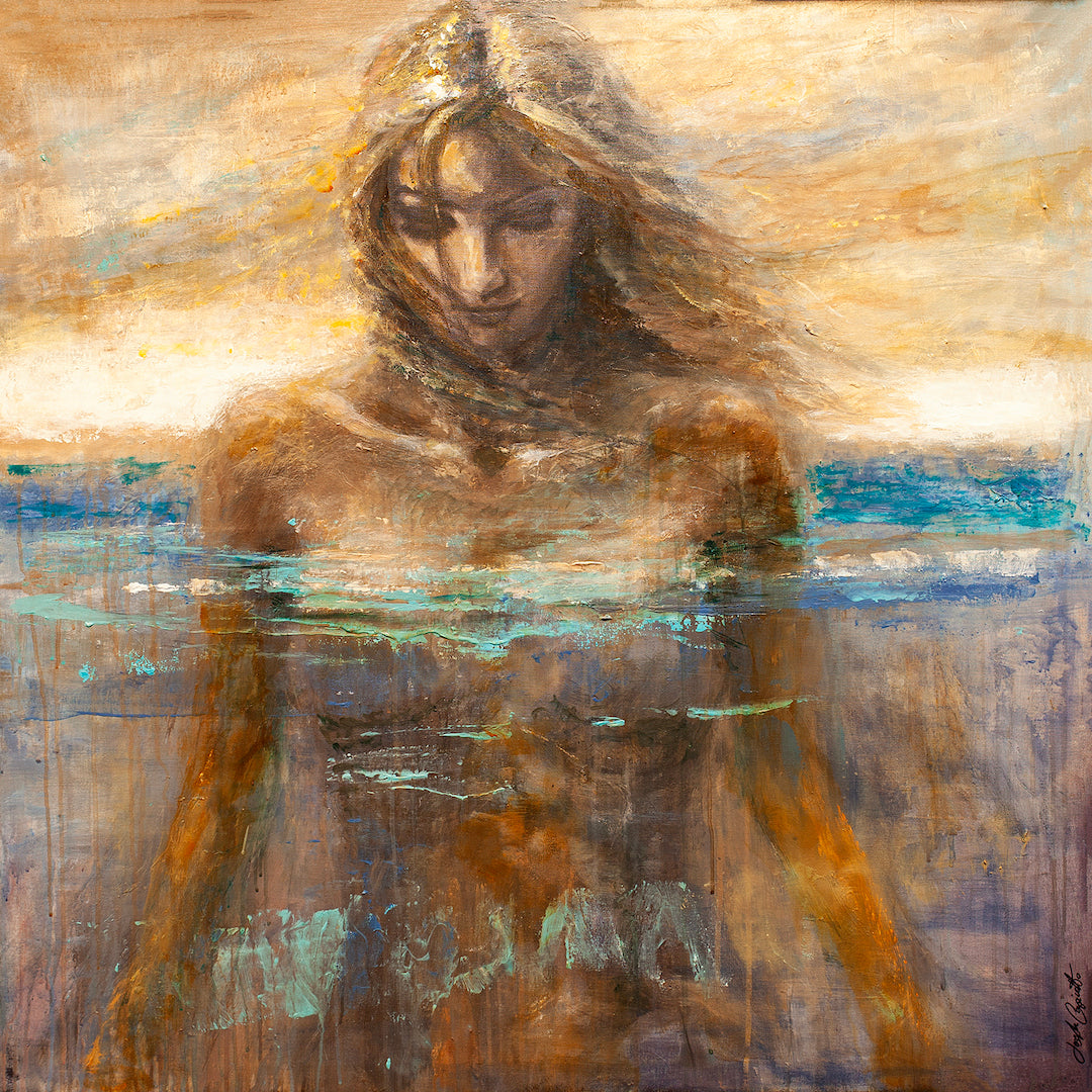 Limited fine art canvas featuring a rich, gallery-level figurative of a woman emerging from water, showcasing masterful. - The Birth of Venus/AP/#284 - Artist Proofs, Figurative AP, Rolled Canvas