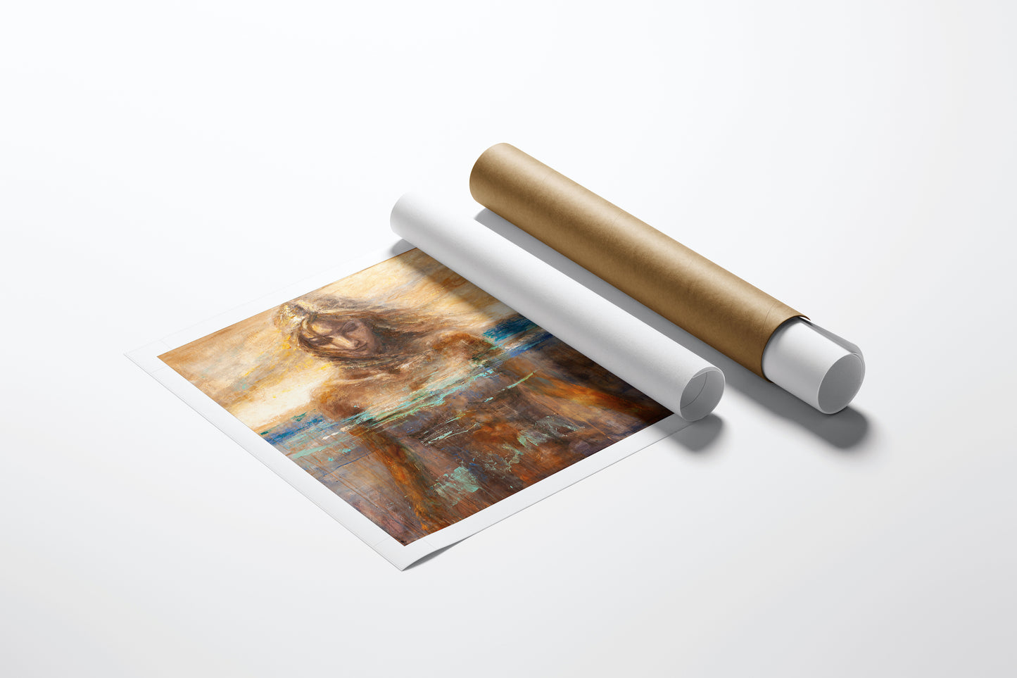 Rolled fine art canvas print of The Birth of Venus showing rich tones of gold and blue, detailed craftsmanship,. - The Birth of Venus/AP/#284 - Artist Proofs, Figurative AP, Rolled Canvas
