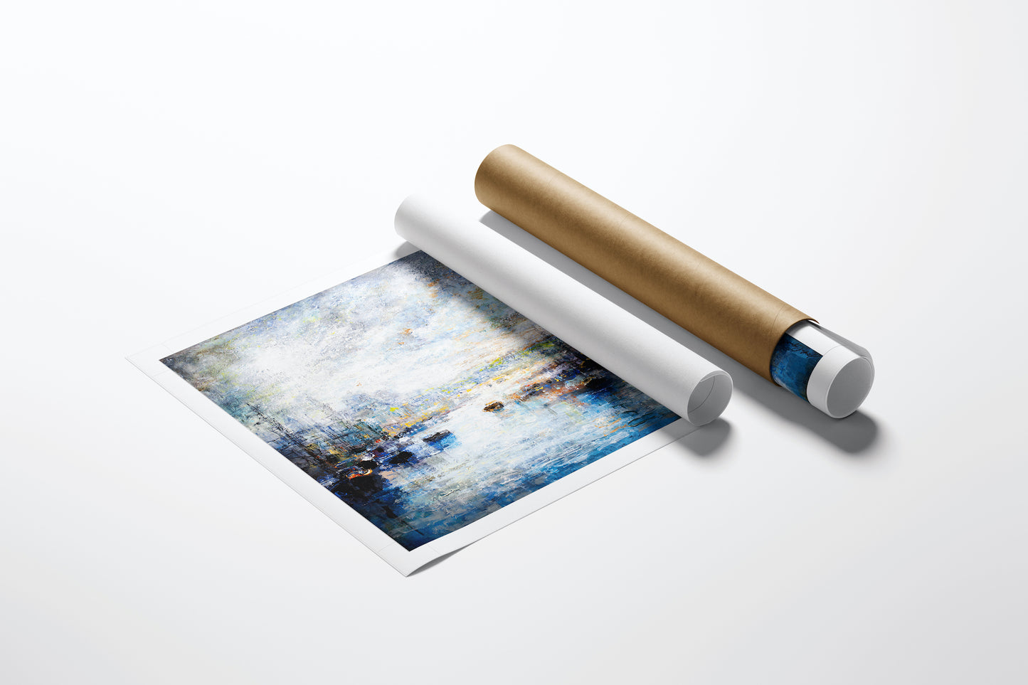 Rolled fine art canvas print titled Moon Glow/AP/#331 with rich blue and gold water scene, high-quality craftsmanship. - Moon Glow/AP/#331 - Artist Proofs, Rolled Canvas, Water Scenes AP
