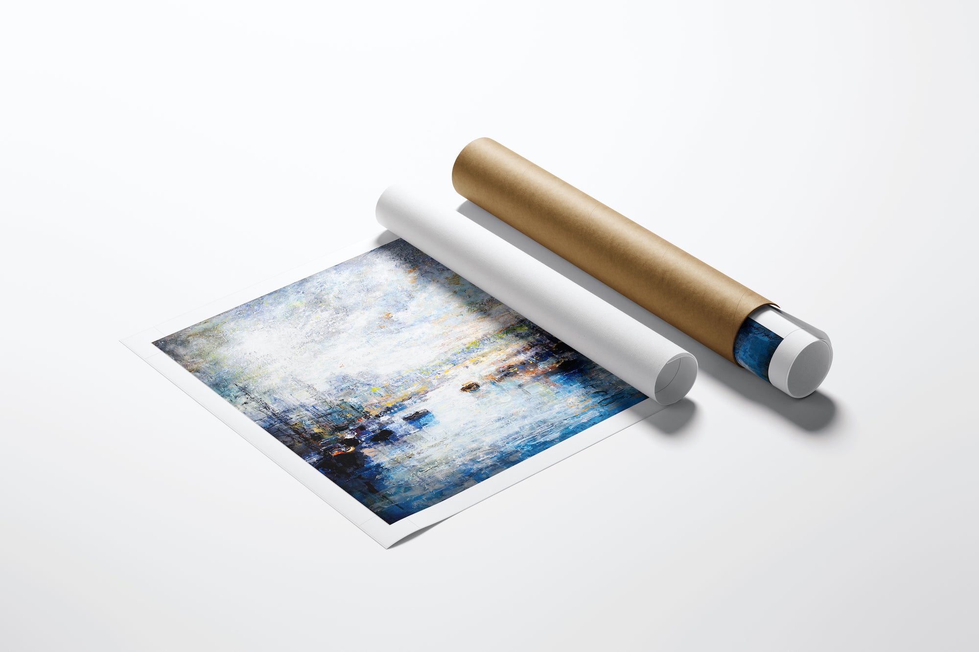 Rolled fine art canvas print titled Moon Glow/AP/#331 with rich blue and gold water scene, high-quality craftsmanship. - Moon Glow/AP/#331 - Artist Proofs, Rolled Canvas, Water Scenes AP