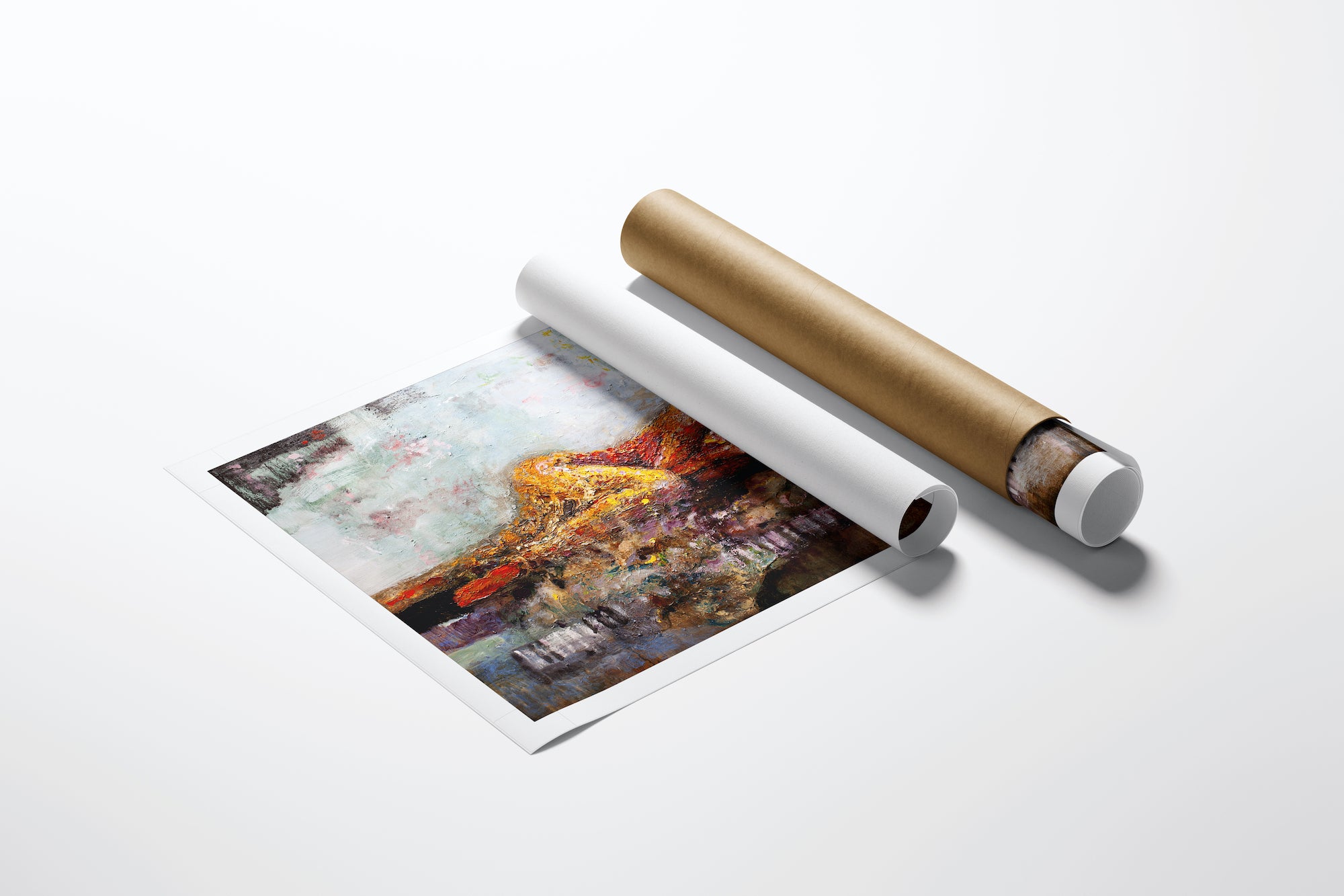 Rolled limited fine art canvas titled Sleeping Beauty/AP/#335 with rich colors and gallery-level craftsmanship beside. - Sleeping Beauty/AP/#335 - Artist Proofs, Figurative AP, Rolled Canvas, Women & Piano AP