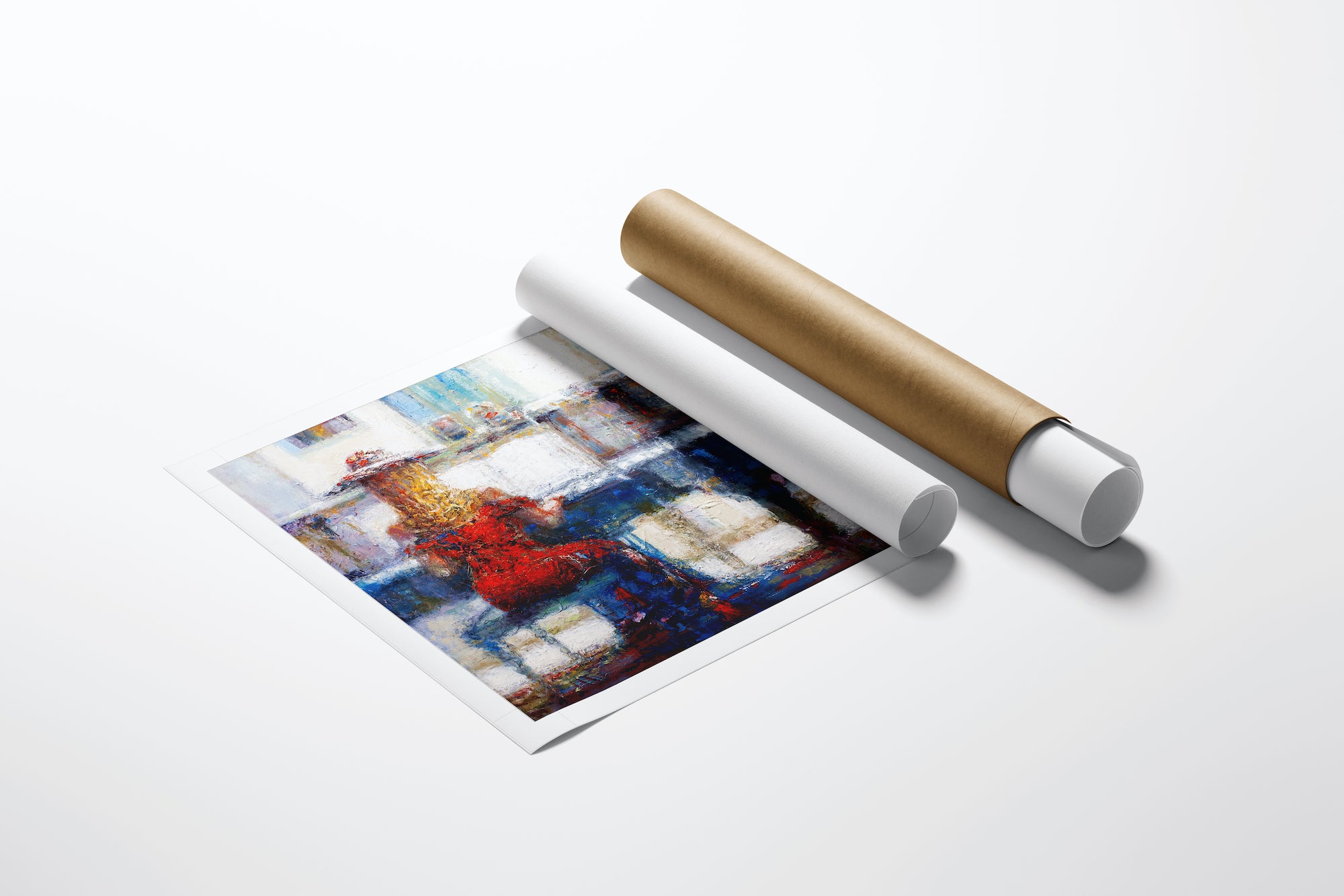 Limited gallery-level fine art print titled Harmony and Color/AP/#370 with rich, textured figurative design of woman and. - Harmony and Color/AP/#370 - Artist Proofs, Figurative AP, Rolled Canvas, Women & Piano AP