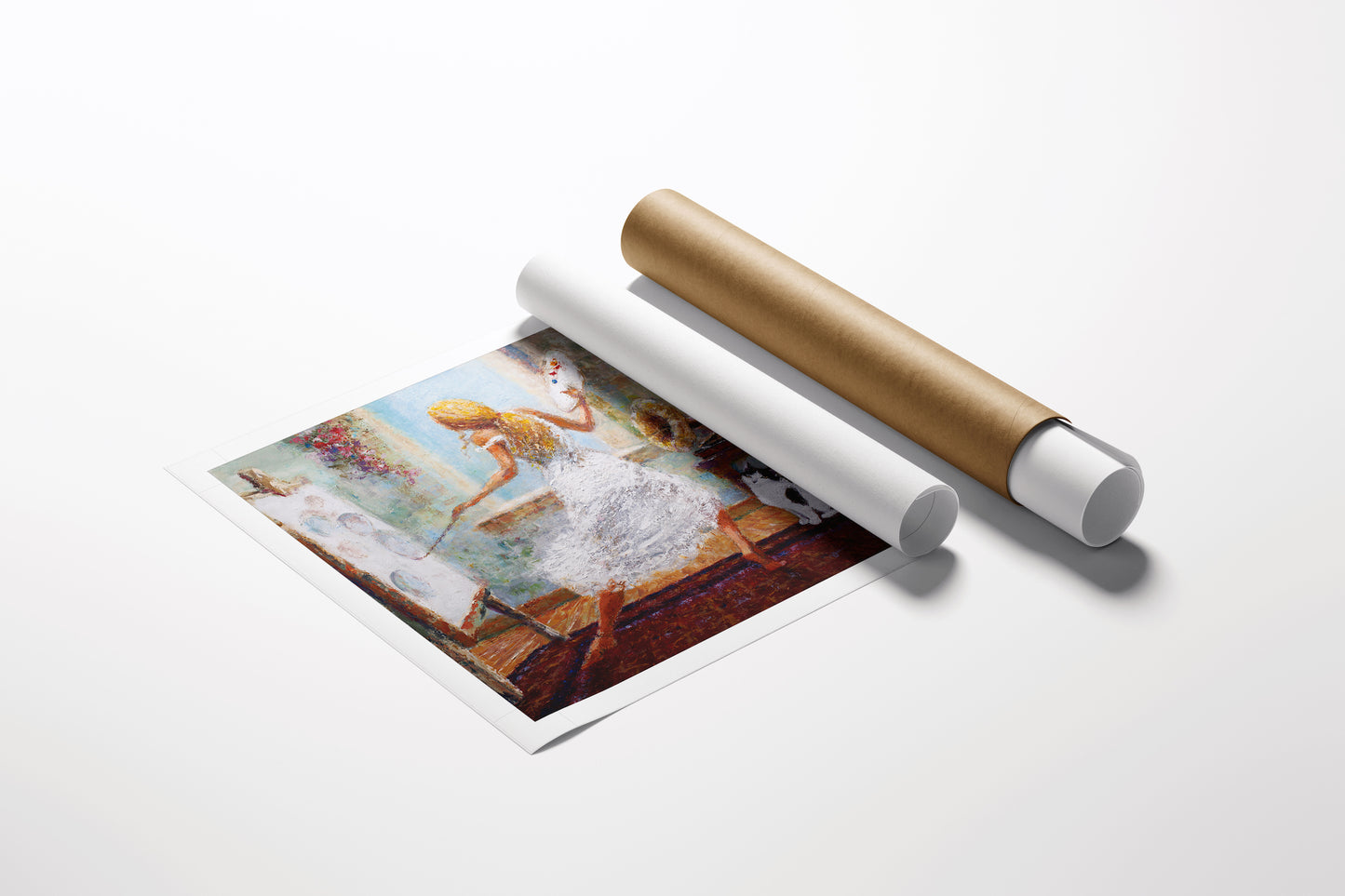 Limited edition fine art rolled canvas featuring rich, detailed figurative dancers in harmonious poses, showcasing. - In Harmony with Love/AP/#378 - Artist Proofs, Dancers AP, Figurative AP, Rolled Canvas