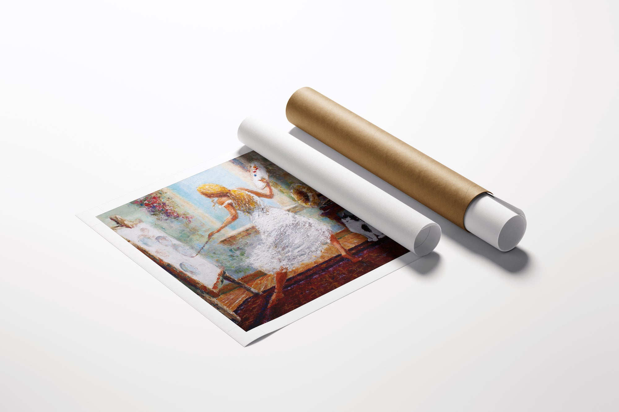 Limited edition fine art rolled canvas featuring rich, detailed figurative dancers in harmonious poses, showcasing. - In Harmony with Love/AP/#378 - Artist Proofs, Dancers AP, Figurative AP, Rolled Canvas