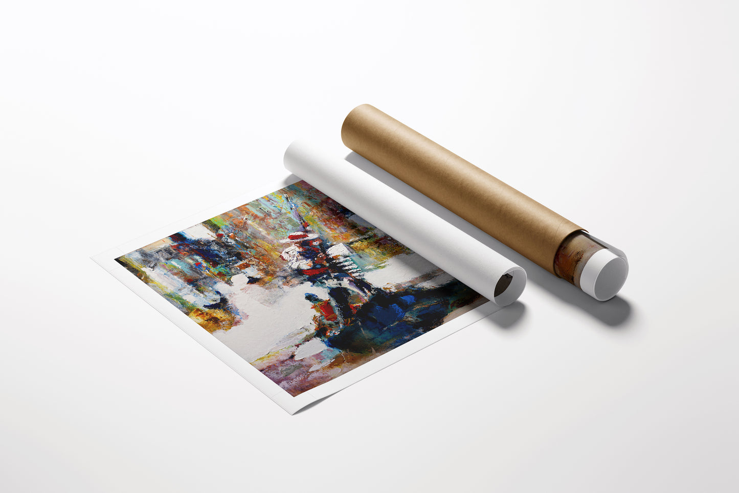 Limited edition fine art rolled canvas featuring rich, abstract cityscape with vibrant water reflections, showcasing. - City of Water & Color/AP/#393 - Abstract AP, Artist Proofs, Rolled Canvas, Water Scenes AP