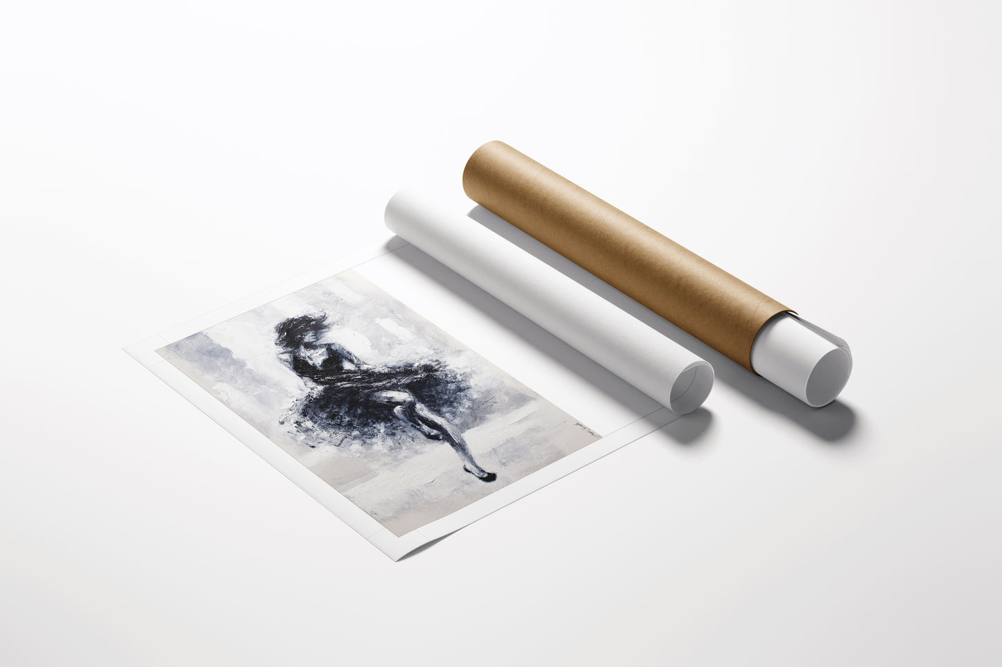 Limited edition fine art rolled canvas featuring a rich, expressive monochrome dancer figure with gallery-level. - Vibes/AP/#398 - Artist Proofs, Dancers AP, Figurative AP, Rolled Canvas