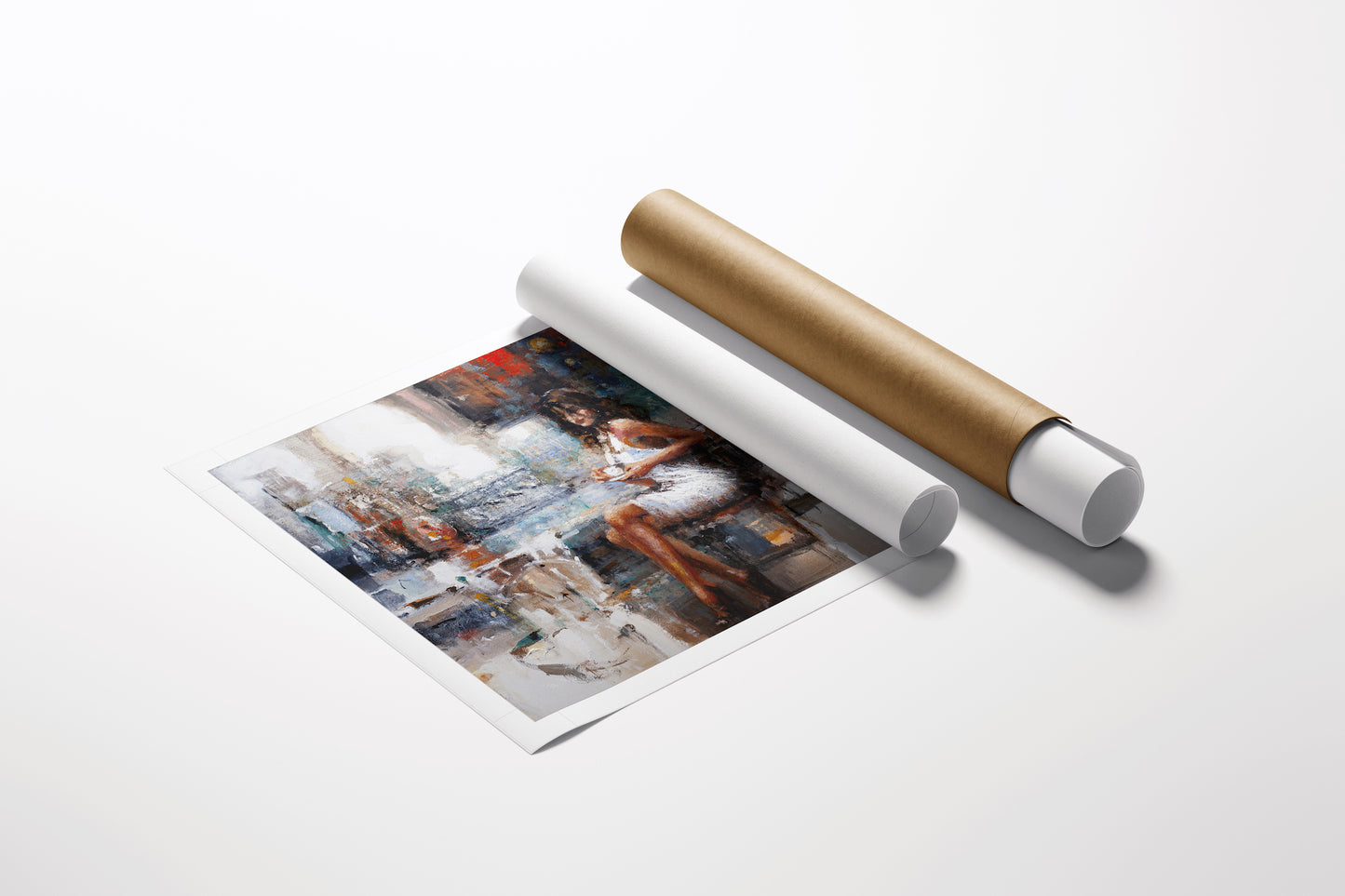 Rolled limited edition fine art canvas with rich, textured figurative painting, showcasing gallery-level craftsmanship and. - Espresso Corto/AP/#404 - Artist Proofs, Figurative AP, Rolled Canvas