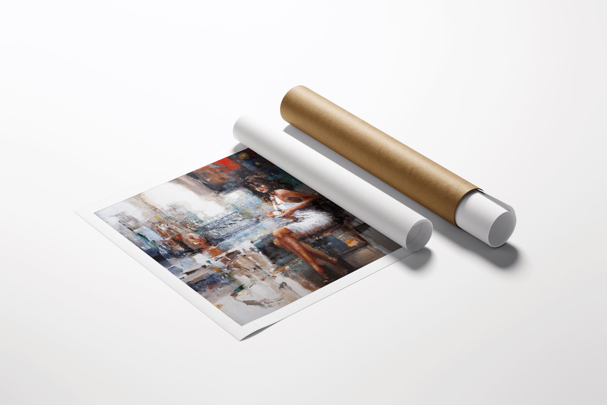 Rolled limited edition fine art canvas with rich, textured figurative painting, showcasing gallery-level craftsmanship and. - Espresso Corto/AP/#404 - Artist Proofs, Figurative AP, Rolled Canvas