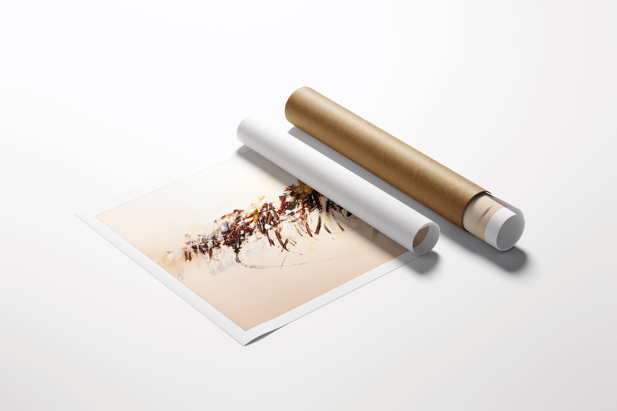 Rolled limited edition fine art canvas print titled Cyclists/AP/#427 with rich, detailed figurative abstract cyclists on a. - Cyclists/AP/#427 - Abstract AP, Artist Proofs, Figurative AP, Rolled Canvas