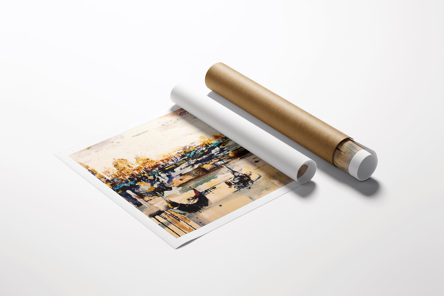 Limited edition Venice triptych rolled canvas with rich, detailed cityscape and fine art craftsmanship in warm tones. - Venice Triptych (centre)/AP/#435 - Artist Proofs, Cityscape AP, Rolled Canvas, Water Scenes AP