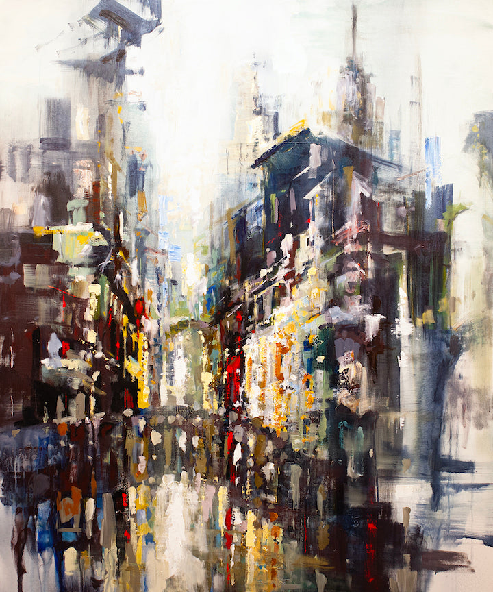 Rich, gallery-level fine art cityscape with intricate craftsmanship, showcasing a limited-edition Venetian perspective in. - Venetian Perspective/AP/#442 - Artist Proofs, Cityscape AP, Rolled Canvas