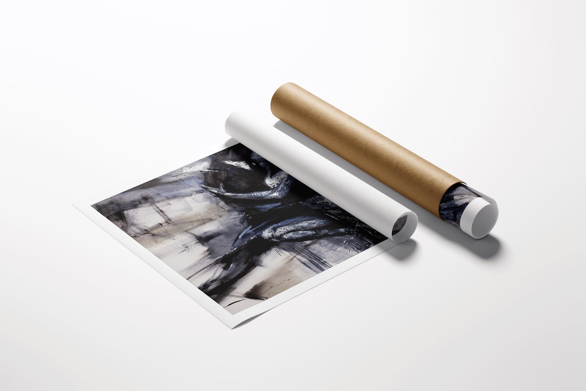 Rolled limited fine art canvas print featuring dynamic black and gray abstract dancers, showcasing rich craftsmanship and. - Clash Dance/AP/#460 - Artist Proofs, Dancers AP, Figurative AP, Rolled Canvas