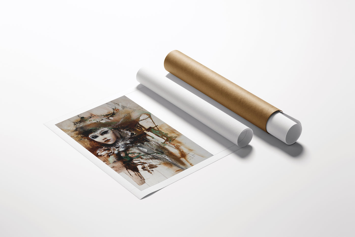 Limited edition fine art print titled Masquerade/AP/#477 with rich, abstract figurative design on rolled paper, showcasing. - Masquerade/AP/#477 - Abstract AP, Artist Proofs, Figurative AP, Rolled Canvas