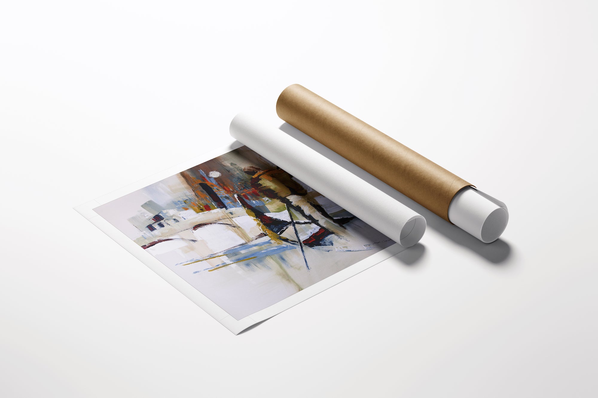 Rolled fine art canvas with abstract figurative design in rich tones, showcasing gallery-level craftsmanship and quality. - II Gondoliere/AP/#481 - Abstract AP, Artist Proofs, Figurative AP, Rolled Canvas
