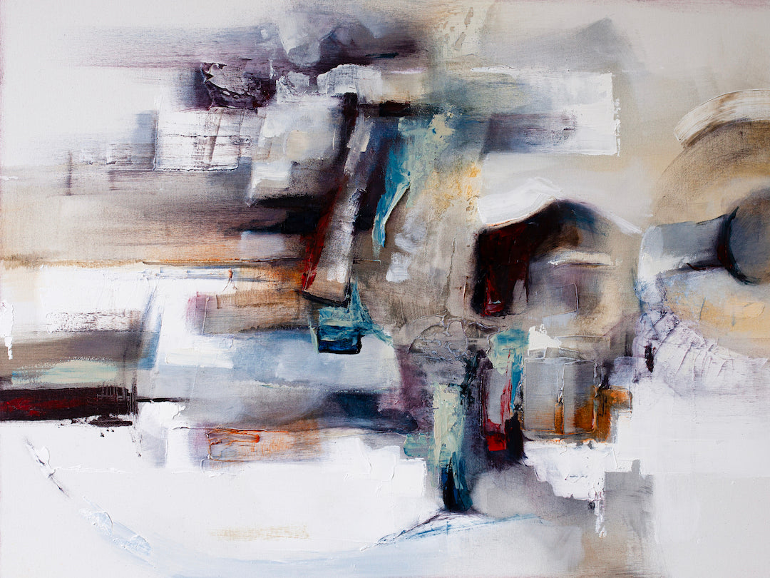 Abstract fine art painting in muted earth tones with rich textures, showcasing masterful craftsmanship on gallery-level. - Abstract #3/AP/#485 - Abstract AP, Artist Proofs, Rolled Canvas