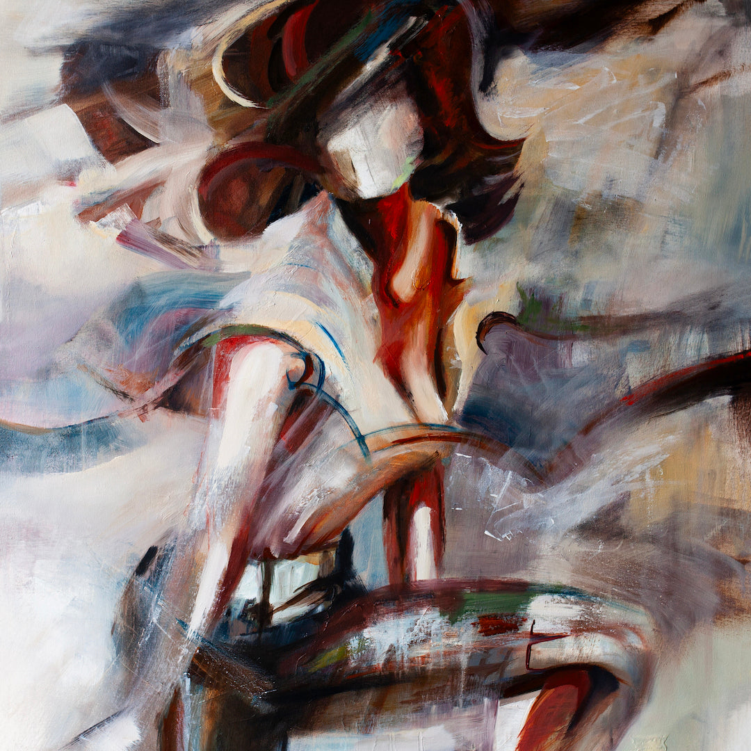 Limited fine art canvas featuring a rich, expressive figurative dancer with dynamic brushstrokes, showcasing exceptional. - Vogue/AP/#493 - Artist Proofs, Dancers AP, Figurative AP, Rolled Canvas