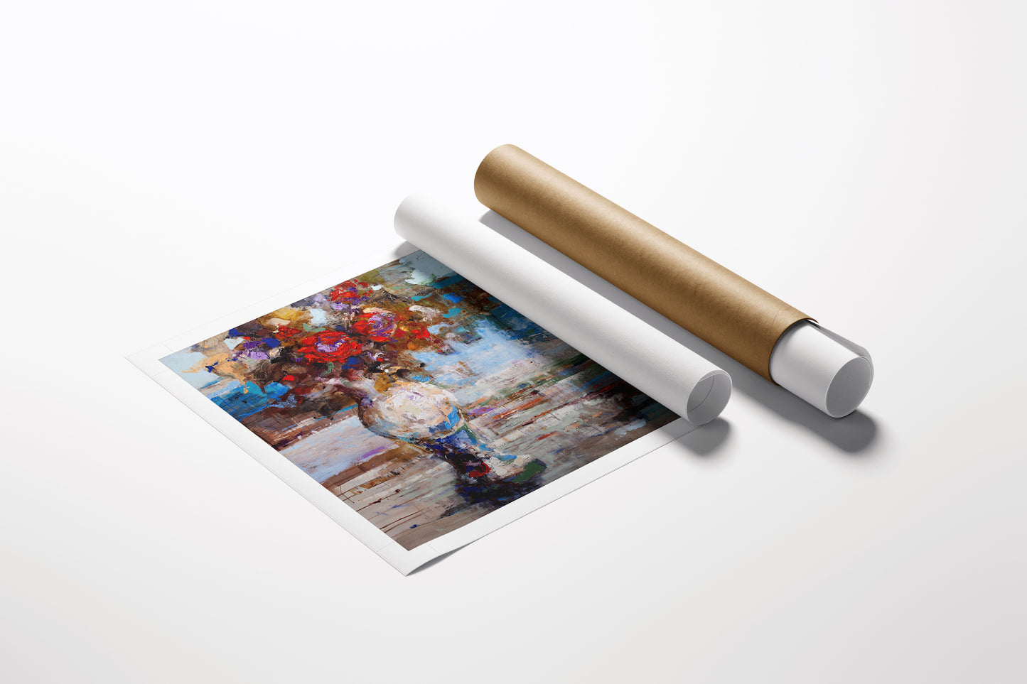 Rolled canvas fine art print featuring a rich, vibrant floral composition with intricate brushwork showcasing gallery-level. - Mediterranean Glow 2/AP/#517 - Artist Proofs, Floral AP, Rolled Canvas