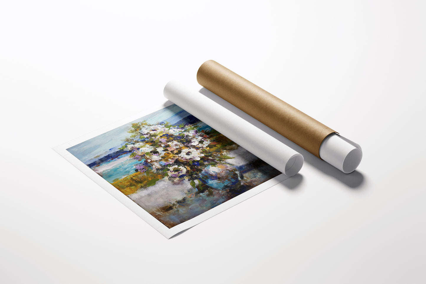Limited edition bouquet fine art print on smooth white canvas, rich colors and gallery-level craftsmanship, accompanied by. - Bouquet Blue/AP/#519 - Artist Proofs, Floral AP, Rolled Canvas