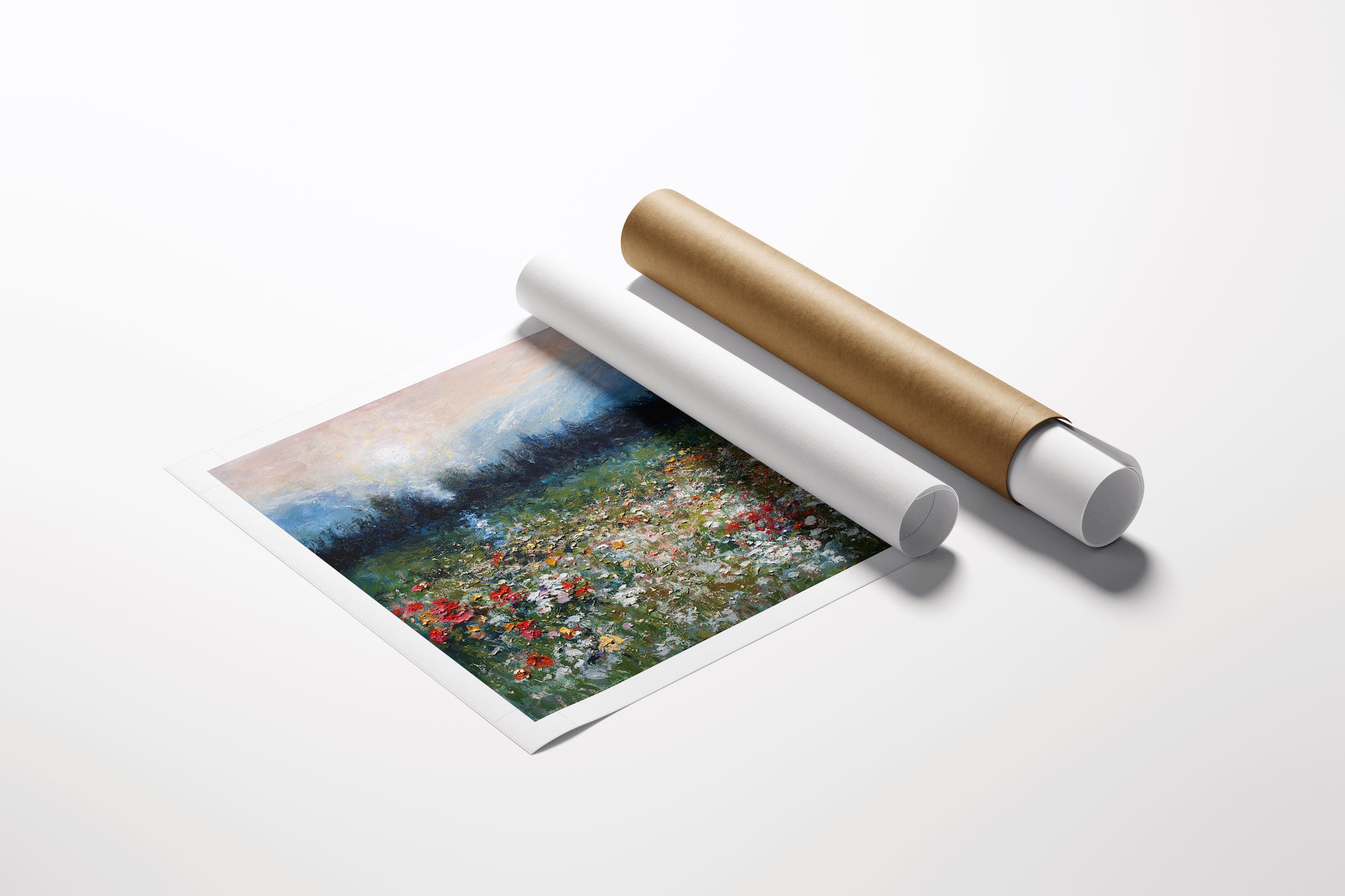 Rolled canvas fine art print of a rich, detailed meadow blossoms landscape with vibrant colors and gallery-level. - Meadow Blossoms/AP/#550 - Artist Proofs, Floral AP, Landscape AP, Rolled Canvas